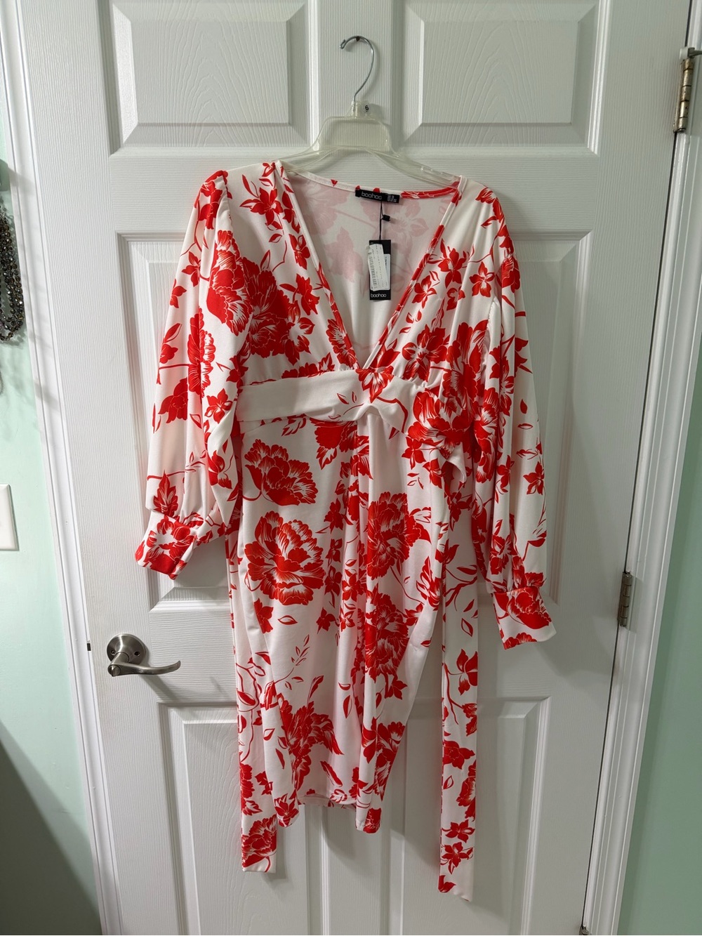 Orange Floral Wrap Dress - Women